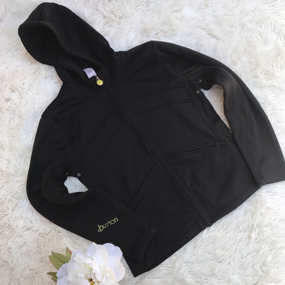 Burton Black Fleece Lined Zip Hoodie Size M 033